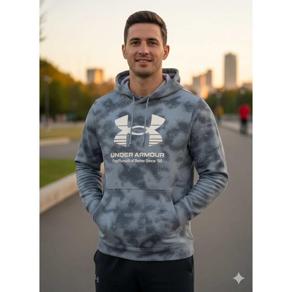 Under Armour‎ Mens Gray Camo Rival Terry Novelty Hoodie Sweatshirt SZ L New